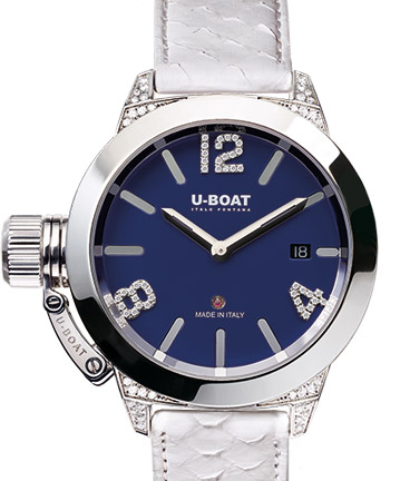 Review U-BOAT Classico 7077 SS Blue White Diamonds Replica watch